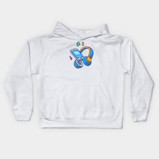 Listening music with headphone Kids Hoodie